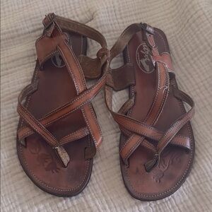 Brown Gladiator Sandals with Leather Straps